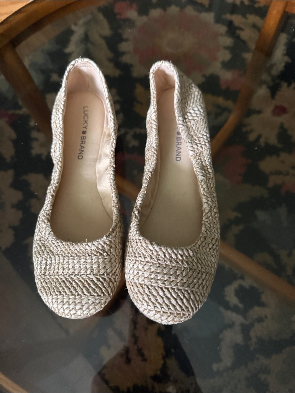 Lucky Brand Woven Tan/Cream Ballet Flats